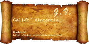 Galló Vincencia névjegykártya